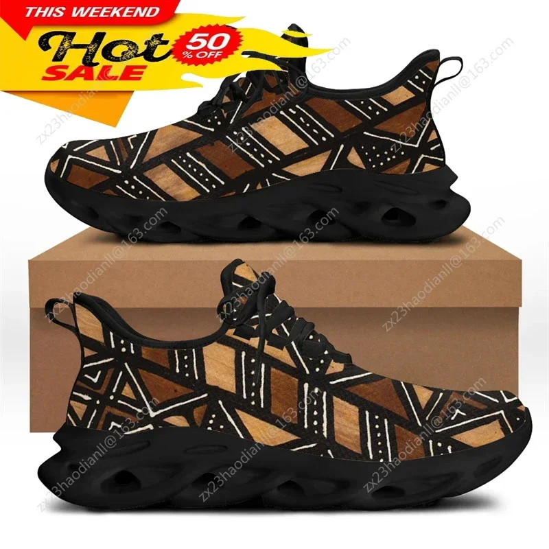 Running Shoes Women - รองเท้าผ้าใบลายชนเผ่าแอฟริกันสำหรับผู้ชาย รองเท้าวิ่งแฟชั่นใหม่สำหรับผู้ชาย ควบคุมการเคลื่อนไหวได้ดี รองเท้าแบบผูกเชือก
