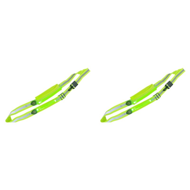 Running Visibility Gear - สายคาดเอวสะท้อนแสง T24C 2X LED พร้อมที่ใส่โทรศัพท์, อุปกรณ์วิ่งสะท้อนแสงที่มองเห็นได้ชัดเจน