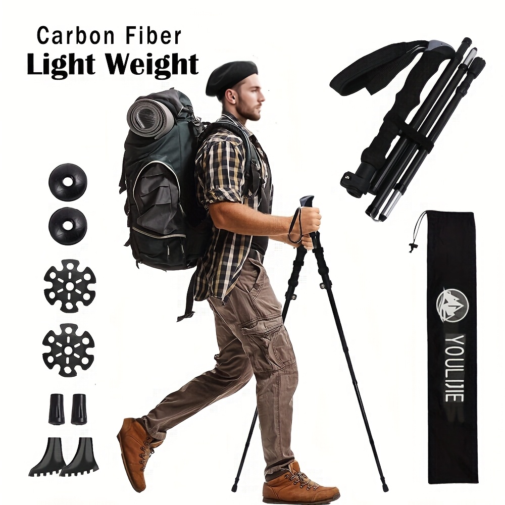 Trekking Pole Carbon - ไม้เท้าพับได้ 2 ชิ้น น้ำหนักเบา ทำจากคาร์บอนไฟเบอร์ 100%
