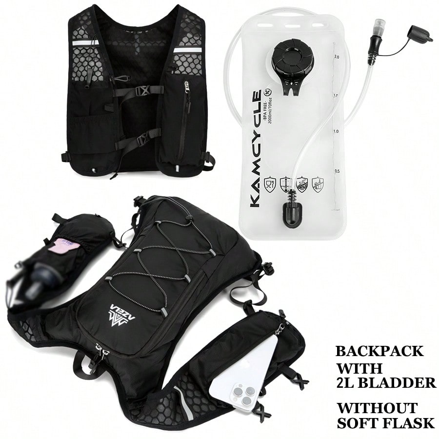Hydration Vest - เสื้อกั๊กสำหรับวิ่งพร้อมกระเป๋าเป้ 1 ชิ้น พร้อมถุงน้ำขนาด 2 ลิตร,