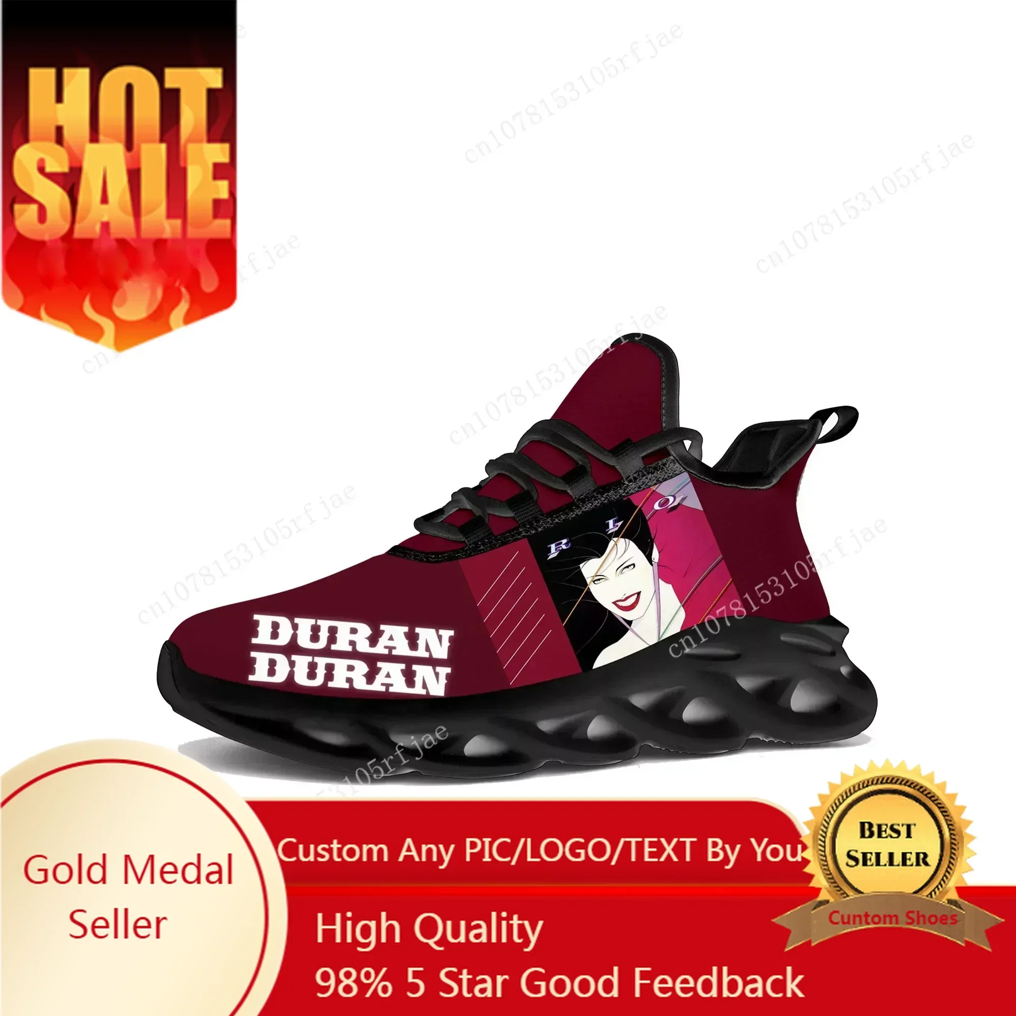 Running Shoes Men - ดูรัน ดูรัน แฟลตส์รองเท้าผ้าใบบุรุษสตรีแดนซ์ร็อคแบนด์กีฬารองเท้าวิ่งรองเท้าผ้าใบแบบผูกเชือกตาข่ายรองเท้าสั่งทำพิเศษรองเท้าสีดำ