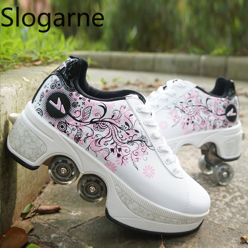 รองเท้าสเก็ตแบบมีล้อ 4 ล้อ สำห - Running Shoes Men บทวิจารณ์และราคา