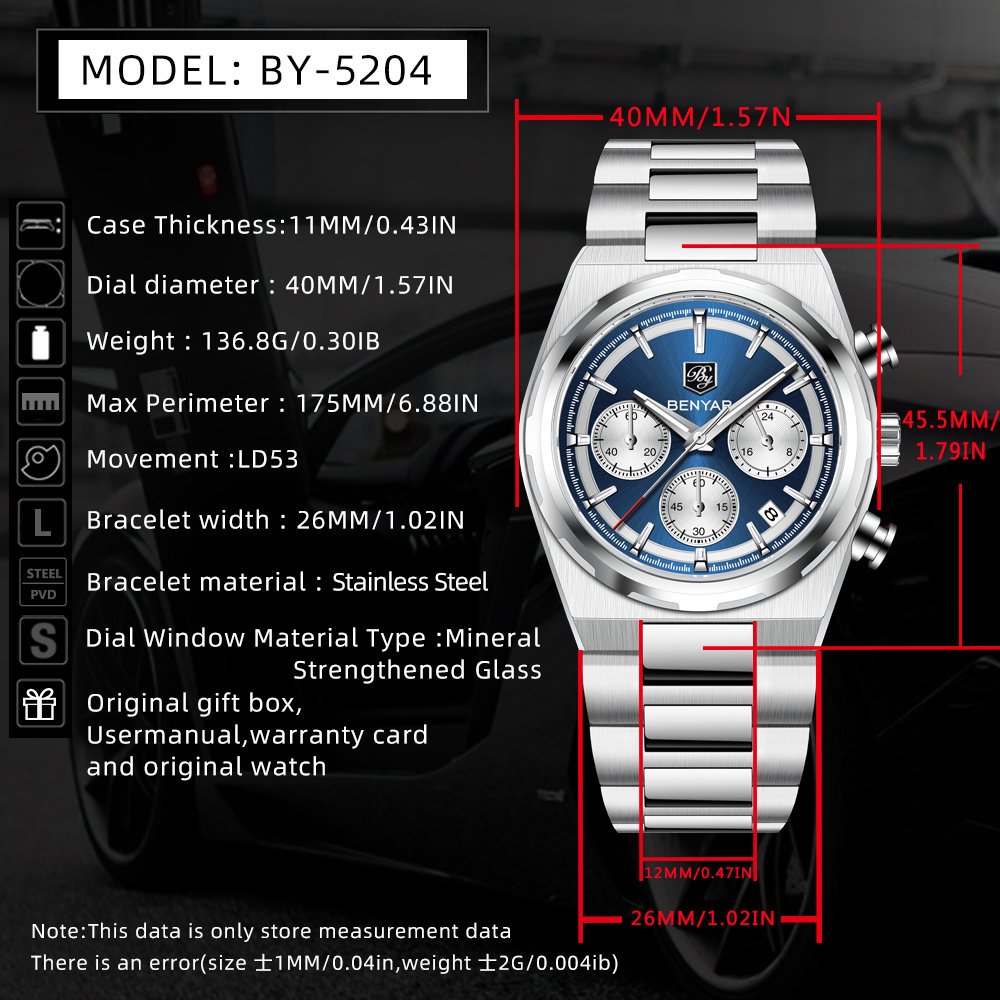 BENYAR 40 มม.ผู้ชายมัลติฟังก์ช - Running Watch บทวิจารณ์และราคา